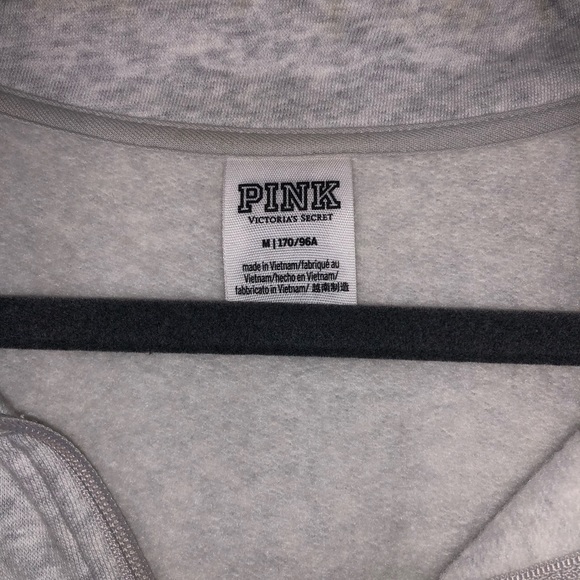 Victoria’s Secret PINK Logo Women’s Sweatshirt Pocket Gray Black Letters Medium - Picture 3 of 3